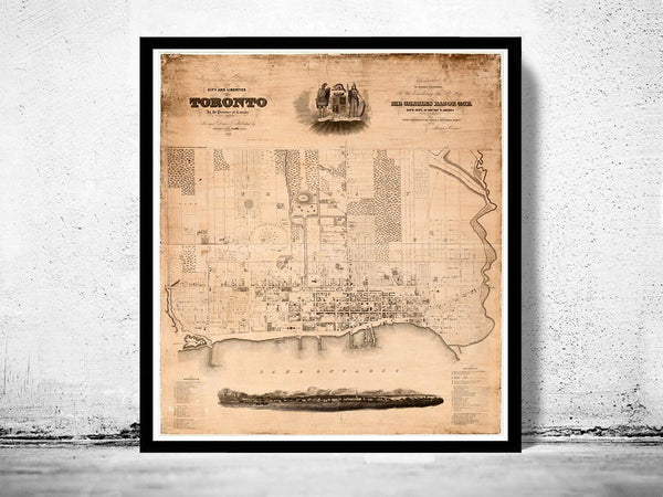 Old Map of Toronto Ontario Canada 1842 Vintage map Toronto  | Vintage Map Wall Art Print