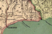 Old Map of Cyprus 1878 Vintage Map | Vintage Map Wall Art Print