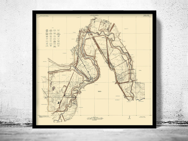 Old Map of Fort Worth Texas 1915 Vintage Map | Vintage Map Wall Art Print