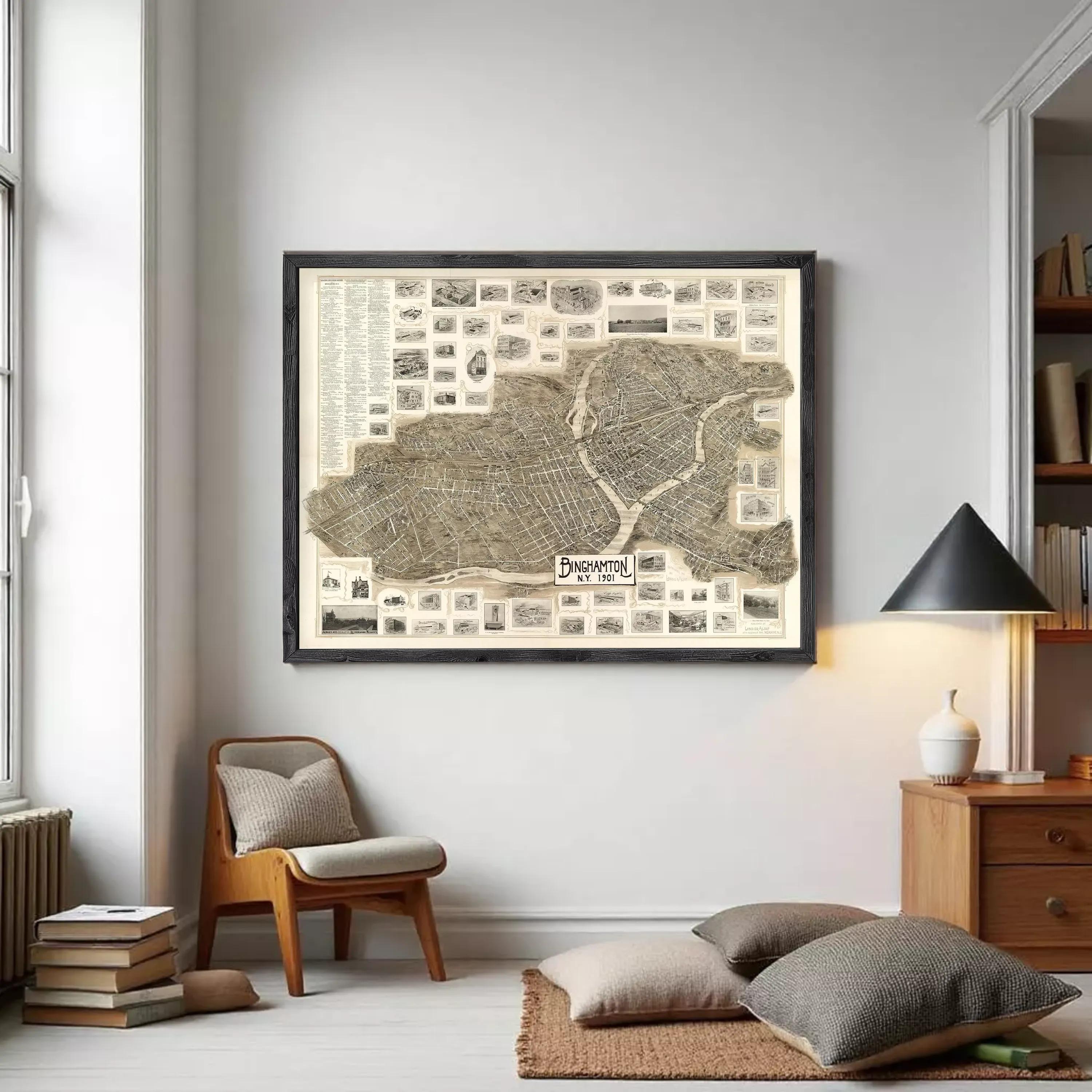 The image is a framed vintage map of the city of Baltimore, Maryland, dated back to 1901.