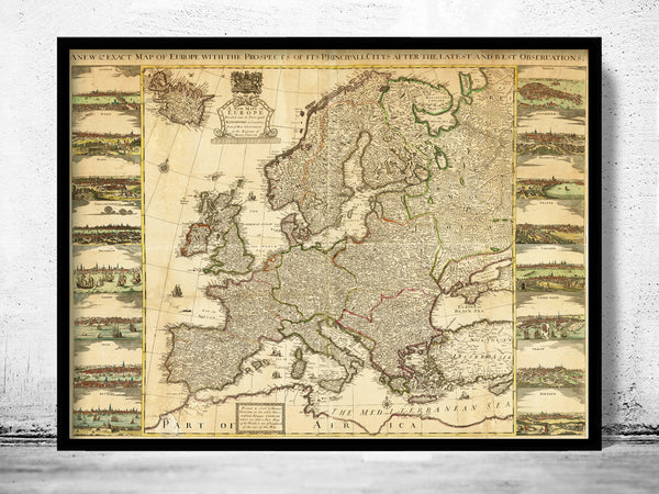 Old Map of Europe 1741 Antique Europe | Vintage Poster Wall Art Print | Vintage World Map