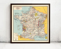Old map of France Gastronomy Vintage Poster  | Vintage Map Wall Art Print