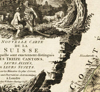 Old Map of Switzerland 1778 Vintage Map | Vintage Map Wall Art Print