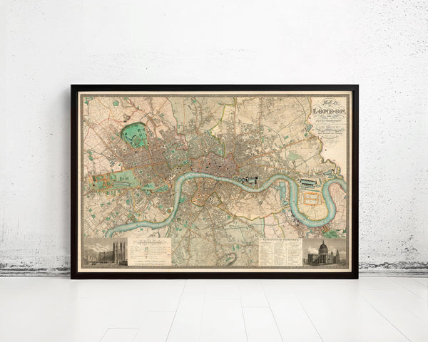 Victorian Old London Map 1830, England  | Vintage Map Wall Art Print