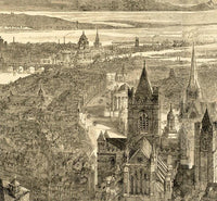 Old Dublin Panoramic View Ireland 1890 | Vintage Map Wall Art Print