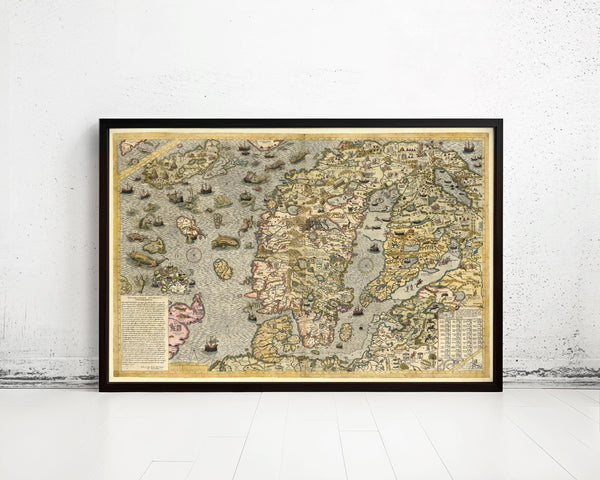 Old Map of Norway Sweden Scandinavia Antique Norwegen 1572 Antony Lafreri Magnus | Vintage Map Wall Art Print | Large Map Print