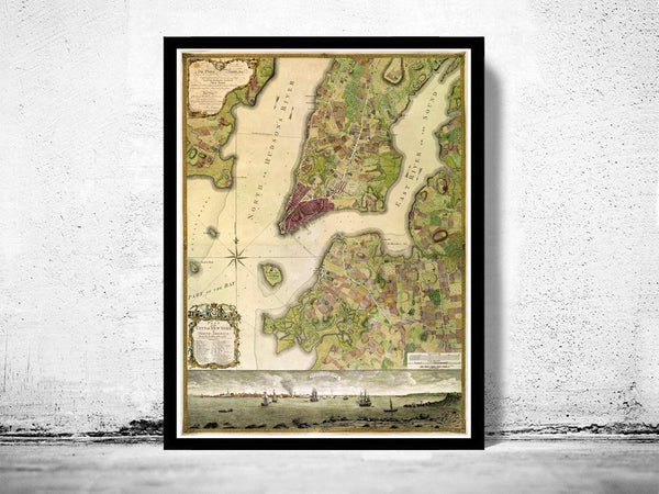 Old Map of New York 1770 Vintage Map | Vintage Map Wall Art Print