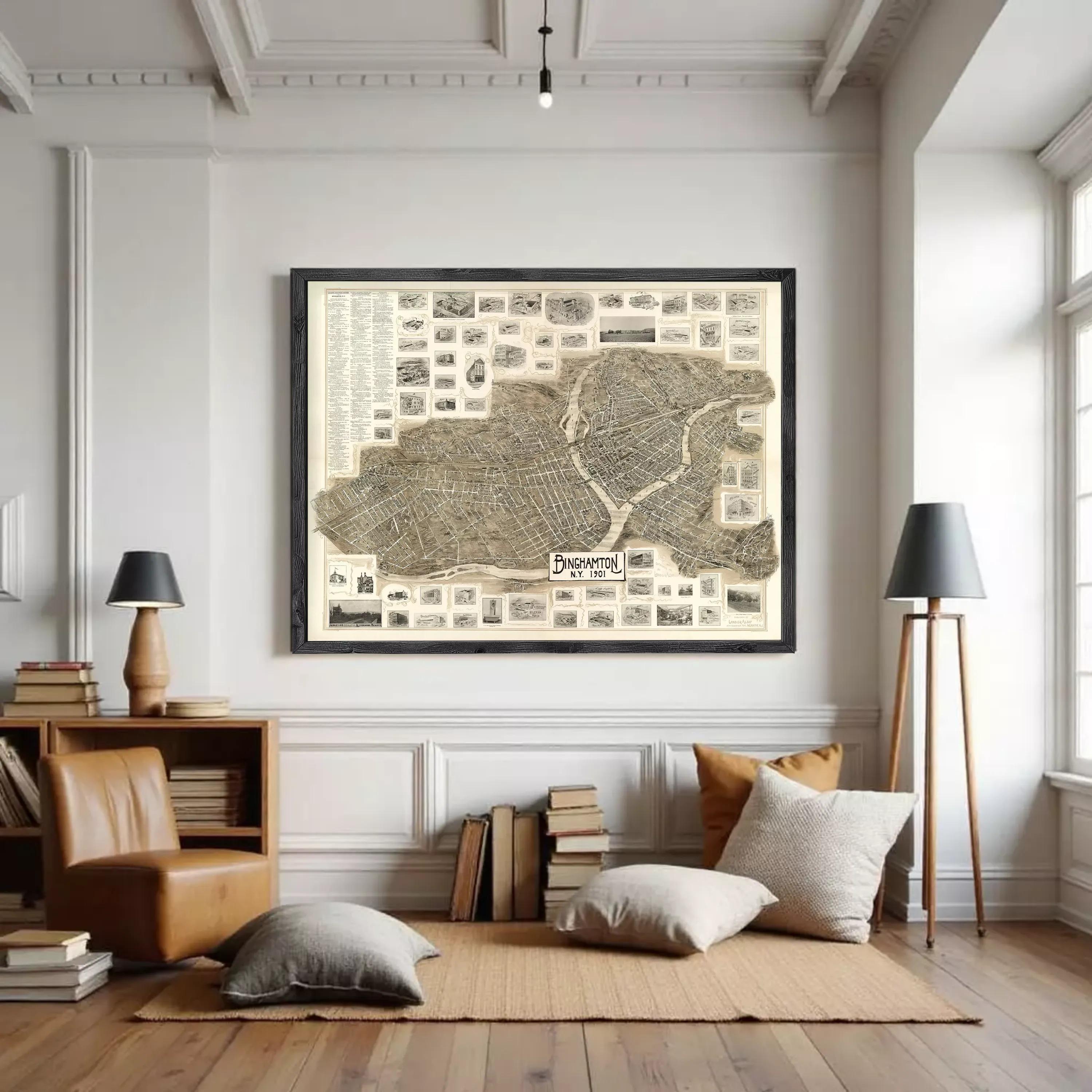 The image is a framed vintage map of the city of Baltimore, Maryland, dated back to 1901.