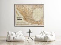 Old Map of Mexico 1910  | Vintage Map Wall Art Print