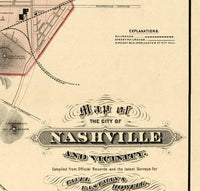 Old map of Nashville Tennessee 1877 vintage Map | Vintage Map Wall Art Print