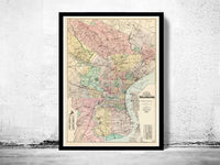 Old Map of Philadelphia 1893 Vintage Map | Vintage Map Wall Art Print