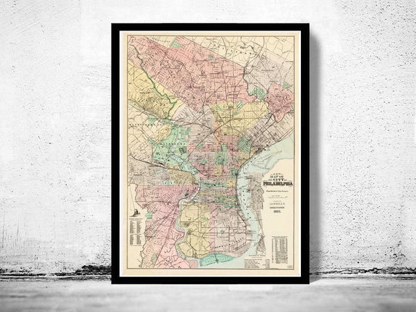 Old Map of Philadelphia 1893 Vintage Map | Vintage Map Wall Art Print