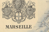 Old Map of Marseille France 1894 Vintage Map | Vintage Map Wall Art Print