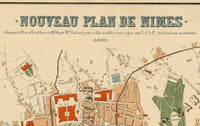 Old Map of Nimes  France 1854 | Vintage Map Wall Art Print