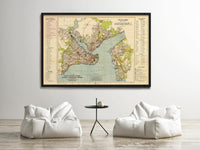 Old Map of Istanbul 1922 Constantinople Turkey Vintage Map | Vintage Map Wall Art Print