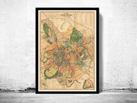 Old Map of Moscow  Russia 1910 vintage Map | Vintage Map Wall Art Print