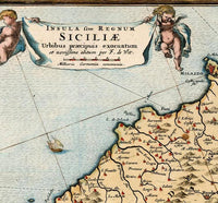 Old Map of Sicily Sicilia Italy 1680 Vintage Map | Vintage Map Wall Art Print