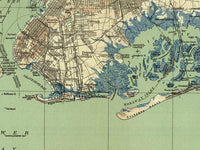 Old Map of Long Island 1913 Vintage Map | Vintage Map Wall Art Print