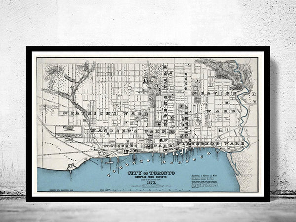 Old Map of Toronto Ontario Canada 1873 Vintage map Toronto | Vintage Map Wall Art Print