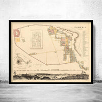 Old Map of Pompeii 1832 Italy Vintage Map | Vintage Map Wall Art Print