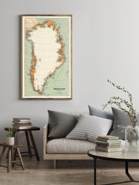 Old Map of Greenland Groenland 1929 Vintage Map | Vintage Map Wall Art Print