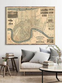 Old Map of New Orleans 1884 Vintage Map | Vintage Map Wall Art Print