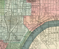 Old Map of Cincinnati and Suburbs Covington and NewPort 1880 Vintage Map | Vintage Map Wall Art Print | Large Map Print