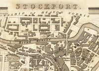 Old Map of Stockport Manchester 1824 Vintage Map | Vintage Map Wall Art Print