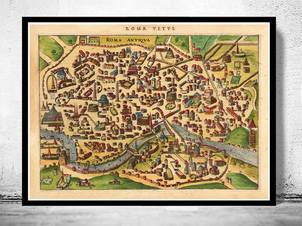 Old Map of Rome Italy 1627 Vintage Map of Rome | Vintage Map Wall Art Print