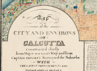 Old Map of Calcutta Kolkata India 1832 Vintage Map | Vintage Map Wall Art Print