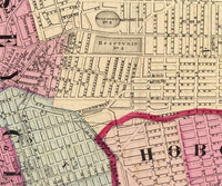 Old Map of Jersey City and Hoboken 1872 Hudson County Vintage Map | Vintage Map Wall Art Print