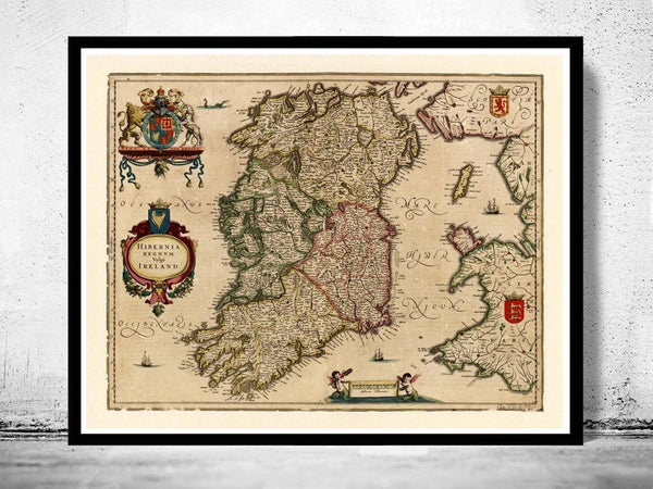 Vintage Map of Ireland 1640 Beautiful Old Map of Ireland  | Vintage Map Wall Art Print