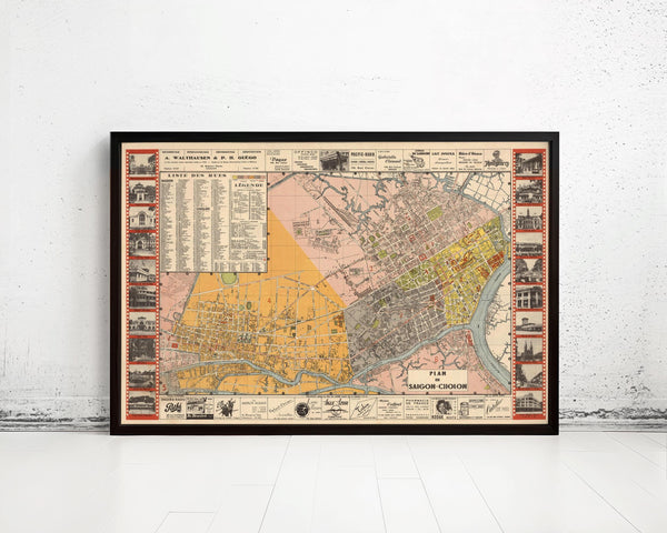Vintage Map of Saigon Ho Chi Minh City Vietnam  | Vintage Map Wall Art Print