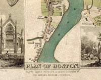 Old Map of Boston 1837 England United Kingdom Vintage Map | Vintage Map Wall Art Print