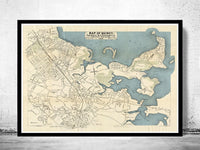 Old Map of Quincy 1897 Massachusetts Vintage Map | Vintage Map Wall Art Print