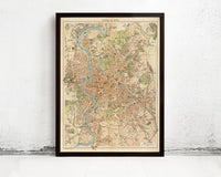 Vintage Map of Rome Roma Italy 1930 Old Map of Rome | Vintage Map Wall Art Print