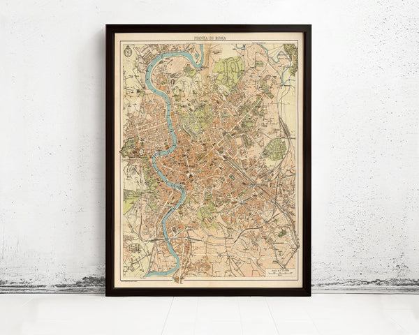 Vintage Map of Rome Roma Italy 1930 Old Map of Rome | Vintage Map Wall Art Print