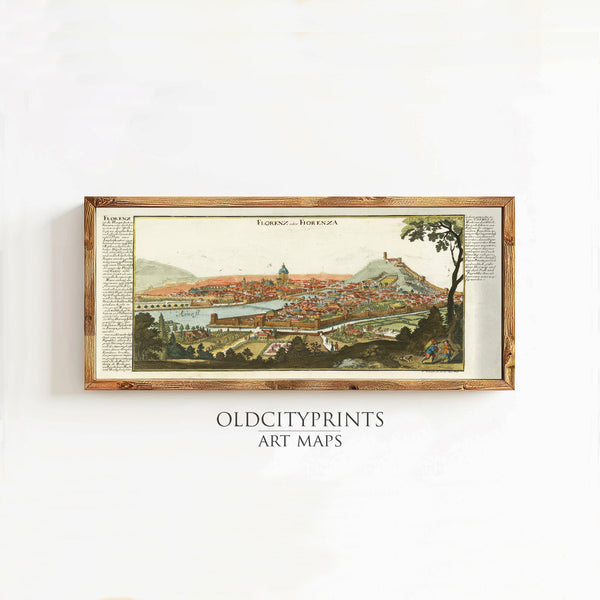 View of Florence Firenze 1700 Antique Florence Gravure | Vintage Map Wall Art Print | Home Decor Wall Art