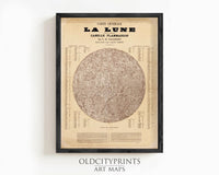 Vintage Moon Chart 1887 Carte générale de la lune Vintage Moon | Vintage Map Wall Art Print