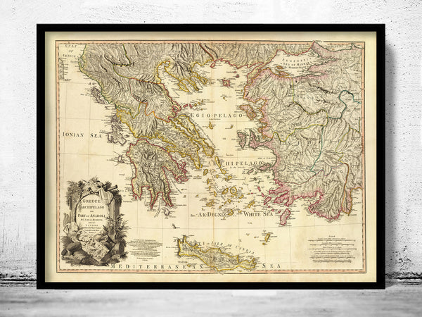 Old Map of Greece 1791 Vintage map  | Vintage Poster Wall Art Print |