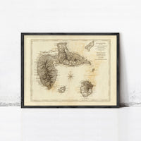 Old Map of Guadeloupe 1775 Vintage Map | Vintage Map Wall Art Print