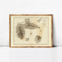Old Map of Guadeloupe 1775 Vintage Map | Vintage Map Wall Art Print