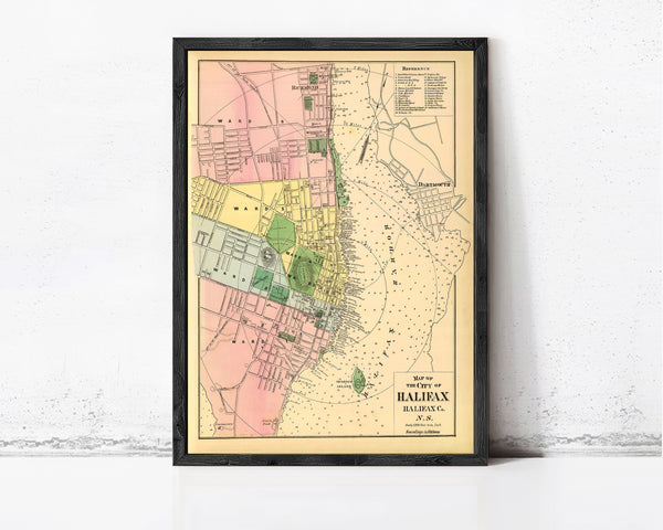 Old Map of Halifax Nova Scotia Canada 1878  | Vintage Map Wall Art Print