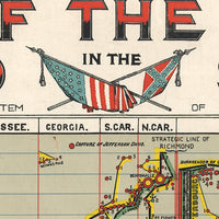 History of the Civil War in the United States 1860-1865 Poster historical time chart | Wall Map Print