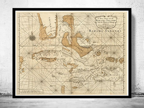 Old Map of Bahamas Bahama Islands 1737 Vintage Map | Vintage Poster Wall Art Print | Wall Map Print | Old Map Print | Map Gift