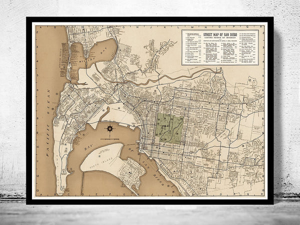 Old map San Diego California 1935 | Vintage Poster Wall Art Print | Wall Map Print | Old Map Print | Map Gift | Anniversary gift