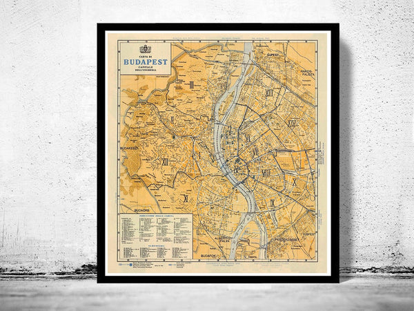 Old Map of Budapest Hungary 1935 Vintage Map| Vintage Poster Wall Art Print | Wall Map Print | Old Map Print | Map Gift | Anniversary gift