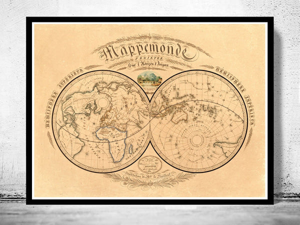 Old Map of the World 1839 Old Map of the World | World Map Gift World Map Print | Vintage World Map | World Map Wall Art | Map Gift