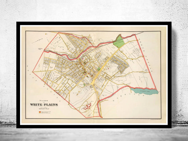 Old Map of White Plains New York 1893 | Vintage Poster Wall Art Print | Wall Map Print | Old Map Print | Map Gift | Anniversary gift