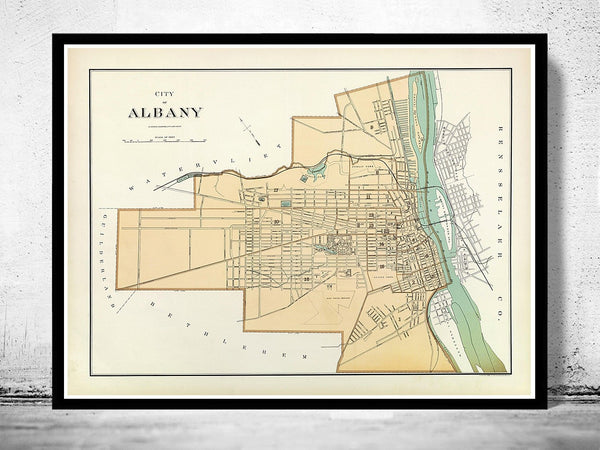 Old Map of Albany New York 1895 | Vintage Poster Wall Art Print | Wall Map Print | Old Map Print | Map Gift | Anniversary gift